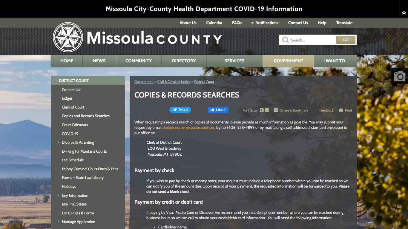 Copies & Records Searches | Missoula County, MT