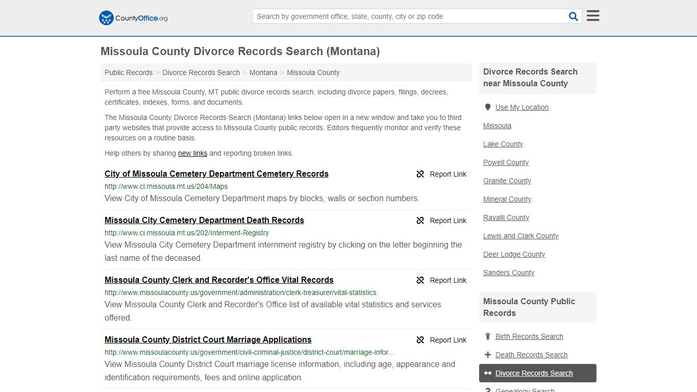 Divorce Records Search - Missoula County, MT (Divorce ...